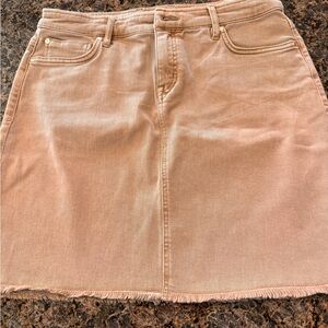 Tommy Bahama tan, raw hem, Denim Skirt.  Size 8